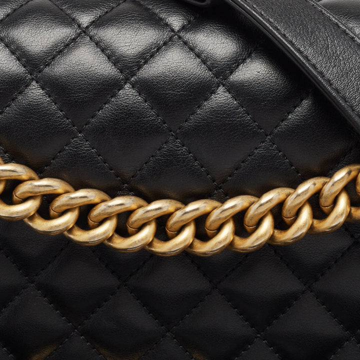 Chanel Black Quilted Leather Medium Boy New Bag