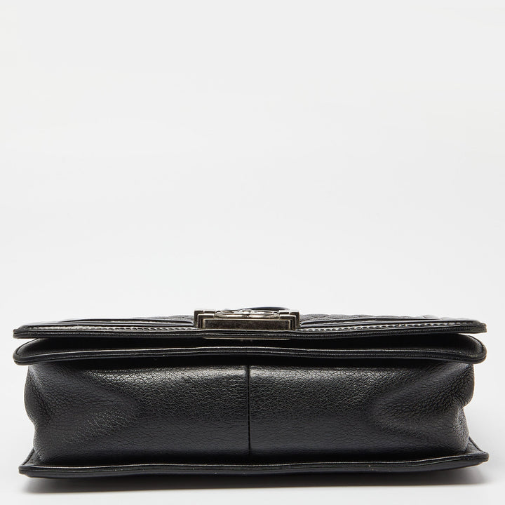 Chanel Black Quilted Patent and Leather Medium Boy New Bag