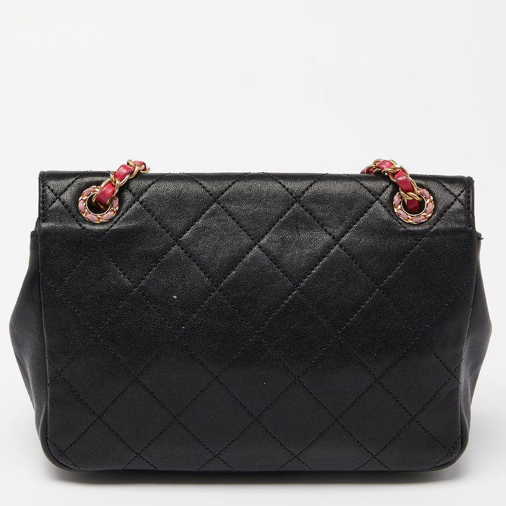 Chanel Black/Pink Quilted Leather CC Chain Logo Shoulder Bag