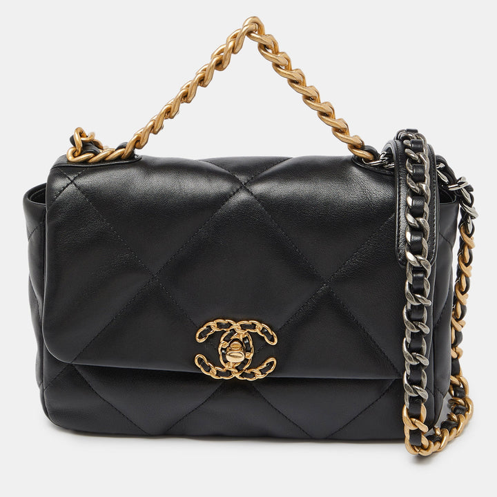 Chanel Black Quilted Leather Small 19 New Bag