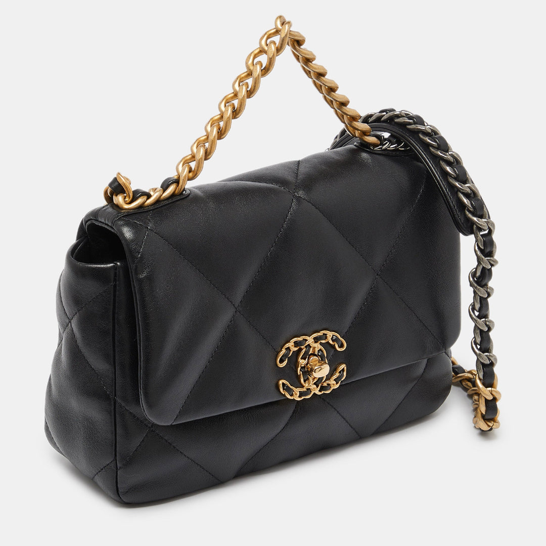 Chanel Black Quilted Leather Small 19 New Bag