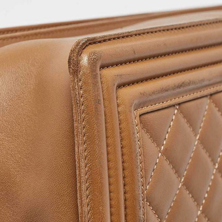 Chanel Brown Quilted Leather Large Boy New Bag
