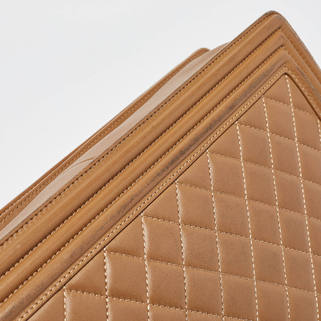 Chanel Brown Quilted Leather Large Boy New Bag