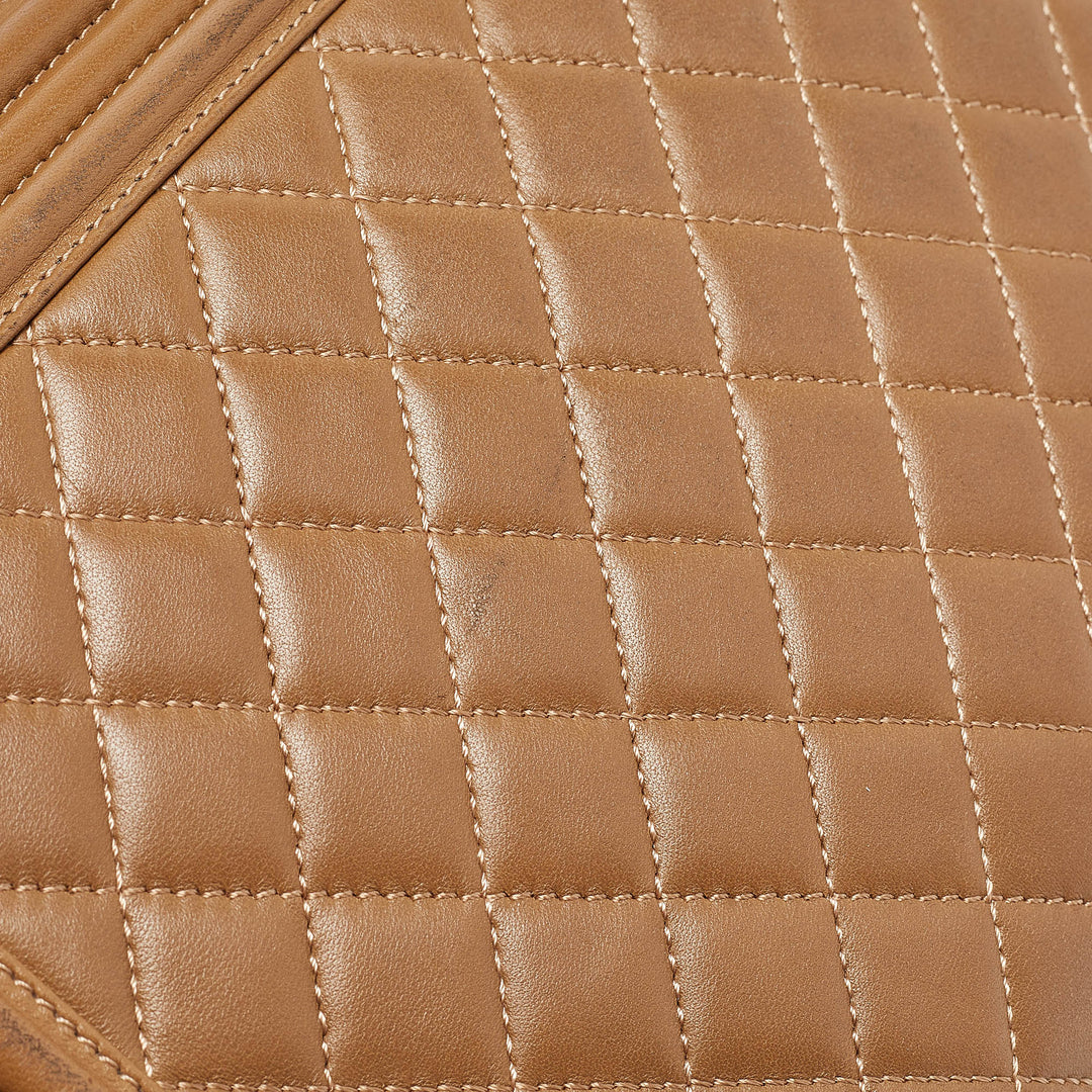 Chanel Brown Quilted Leather Large Boy New Bag