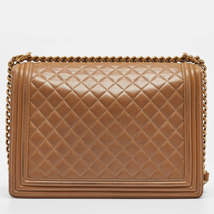 Chanel Brown Quilted Leather Large Boy New Bag