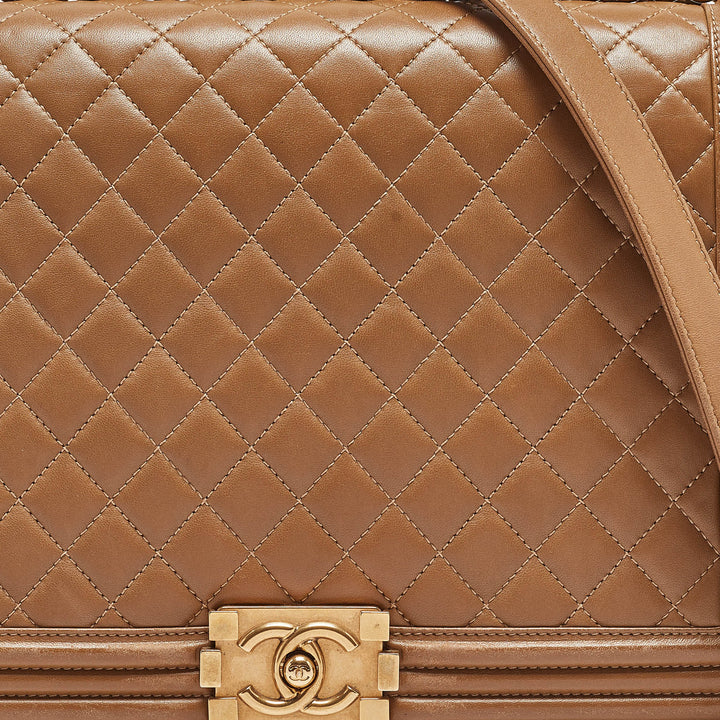 Chanel Brown Quilted Leather Large Boy New Bag