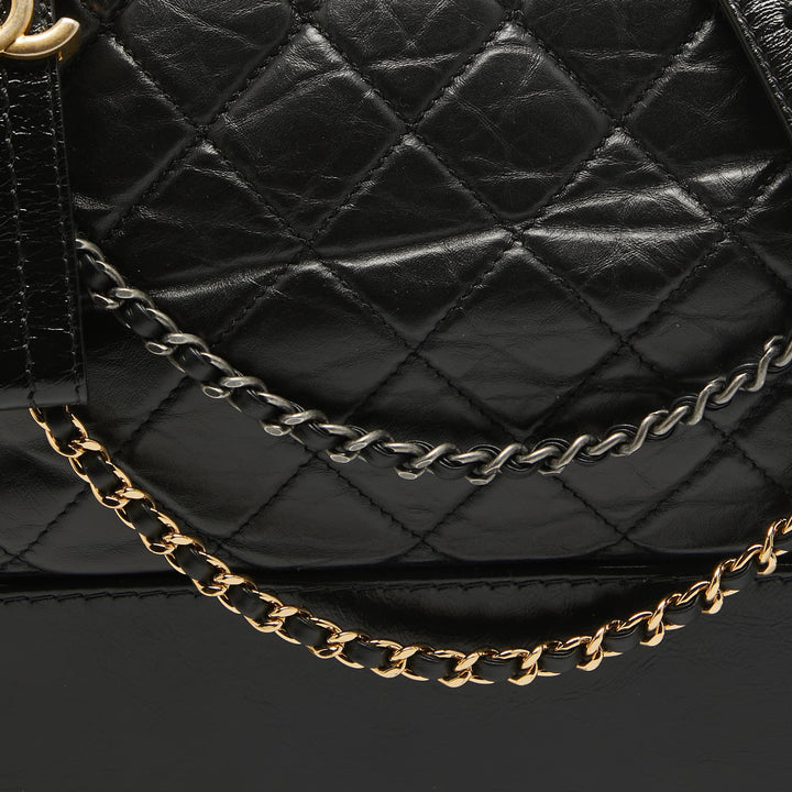 Chanel Black Quilted Aged Leather Medium Gabrielle Hobo