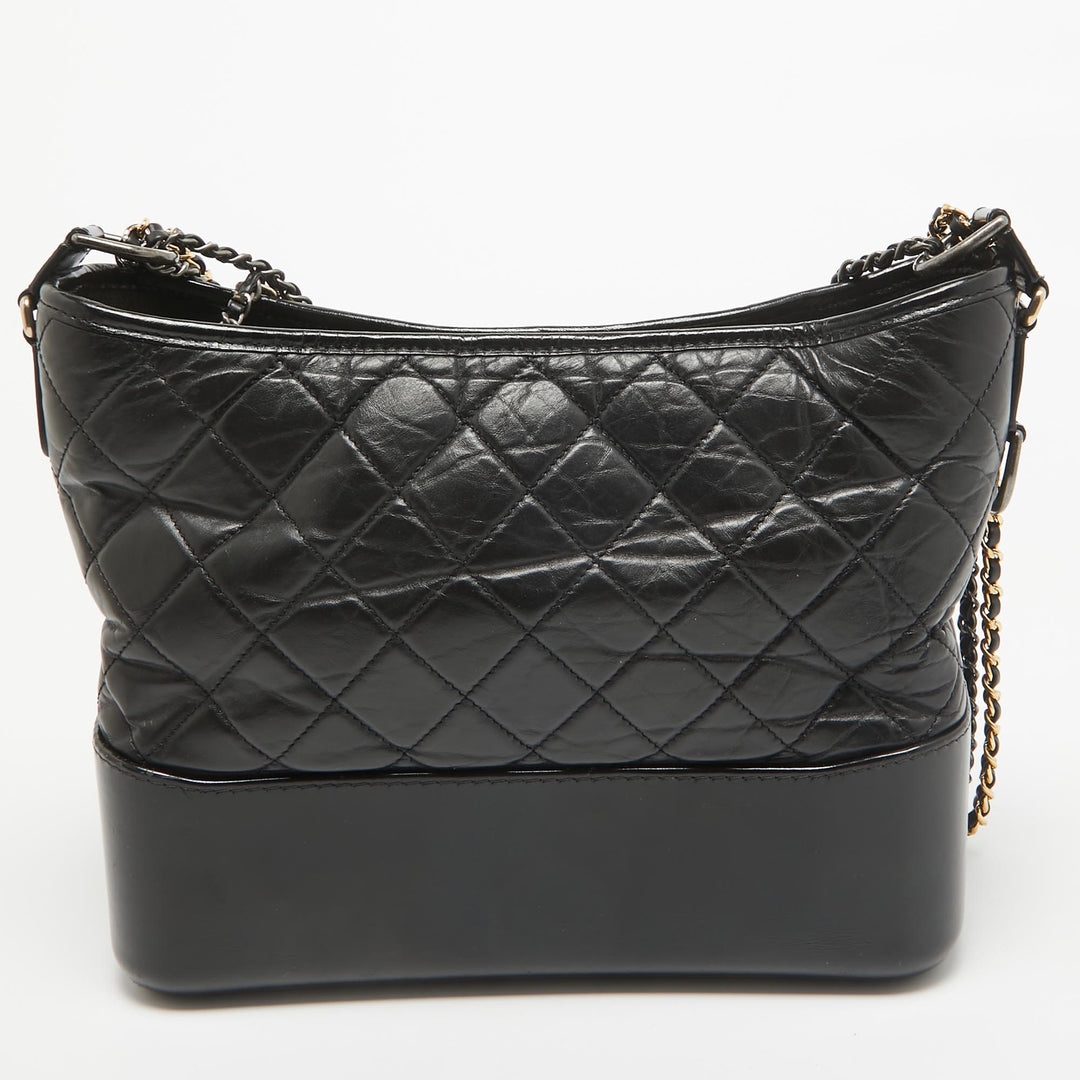 Chanel Black Quilted Aged Leather Medium Gabrielle Hobo