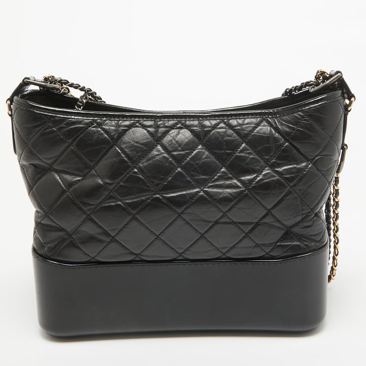 Chanel Black Quilted Aged Leather Medium Gabrielle Hobo