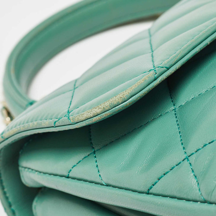 Chanel Aqua Green Quilted Leather Small Trendy CC New Bag