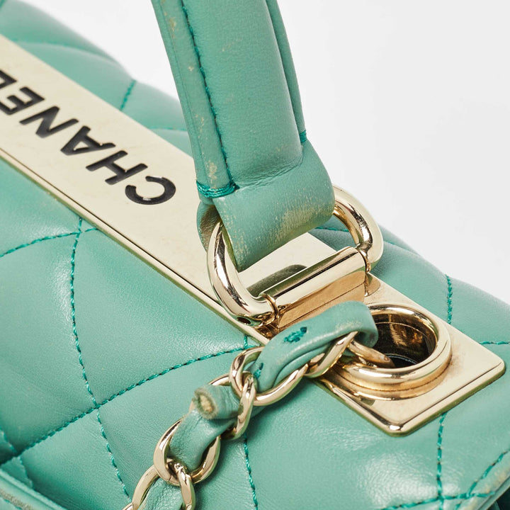 Chanel Aqua Green Quilted Leather Small Trendy CC New Bag