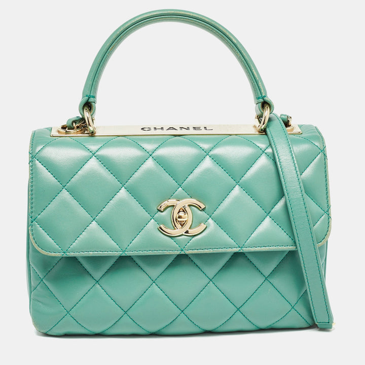 Chanel Aqua Green Quilted Leather Small Trendy CC New Bag