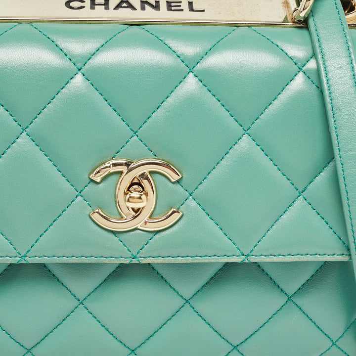 Chanel Aqua Green Quilted Leather Small Trendy CC New Bag