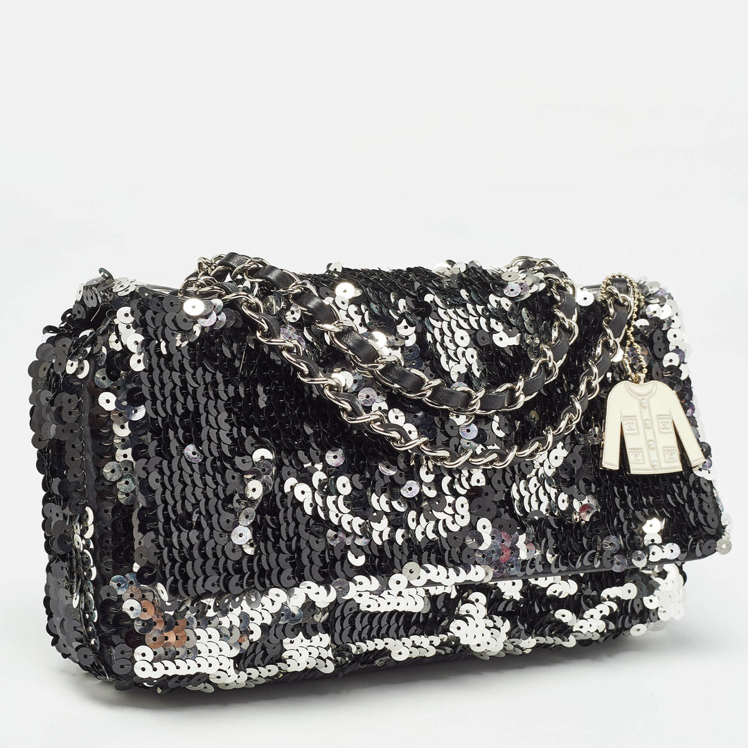 Chanel Black/Silver Sequins New Bag