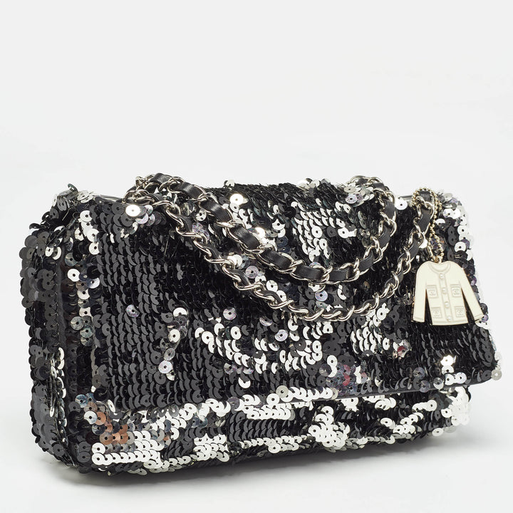 Chanel Black/Silver Sequins New Bag