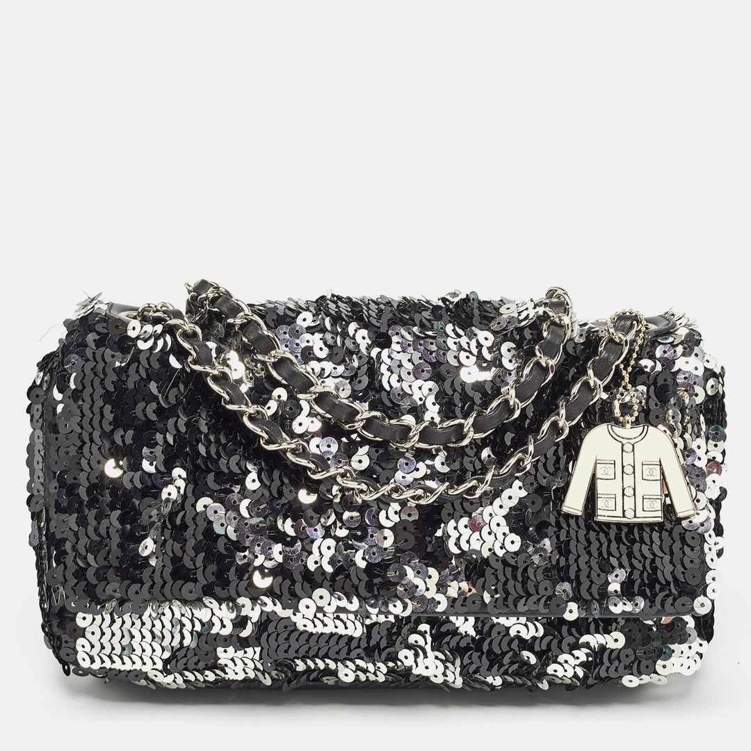 Chanel Black/Silver Sequins New Bag