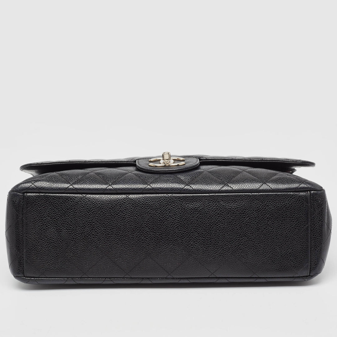 Chanel Black Quilted Caviar Leather Maxi Classic Double New Bag