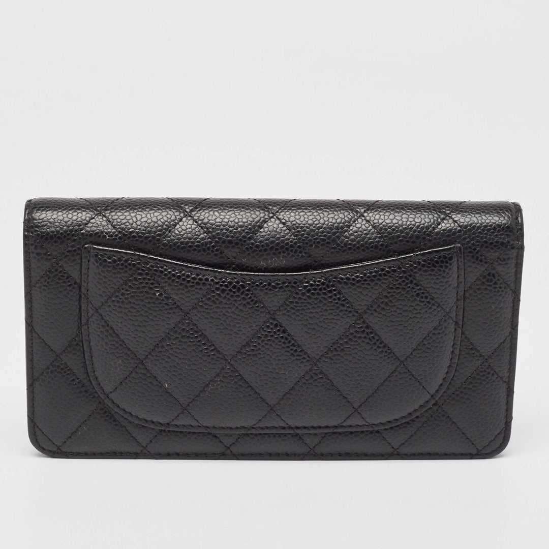 Top Quality Chanel Black Quilted Caviar Leather L Yen Continental Wallet