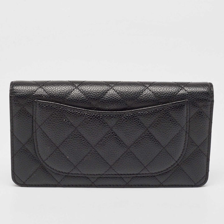 Top Quality Chanel Black Quilted Caviar Leather L Yen Continental Wallet