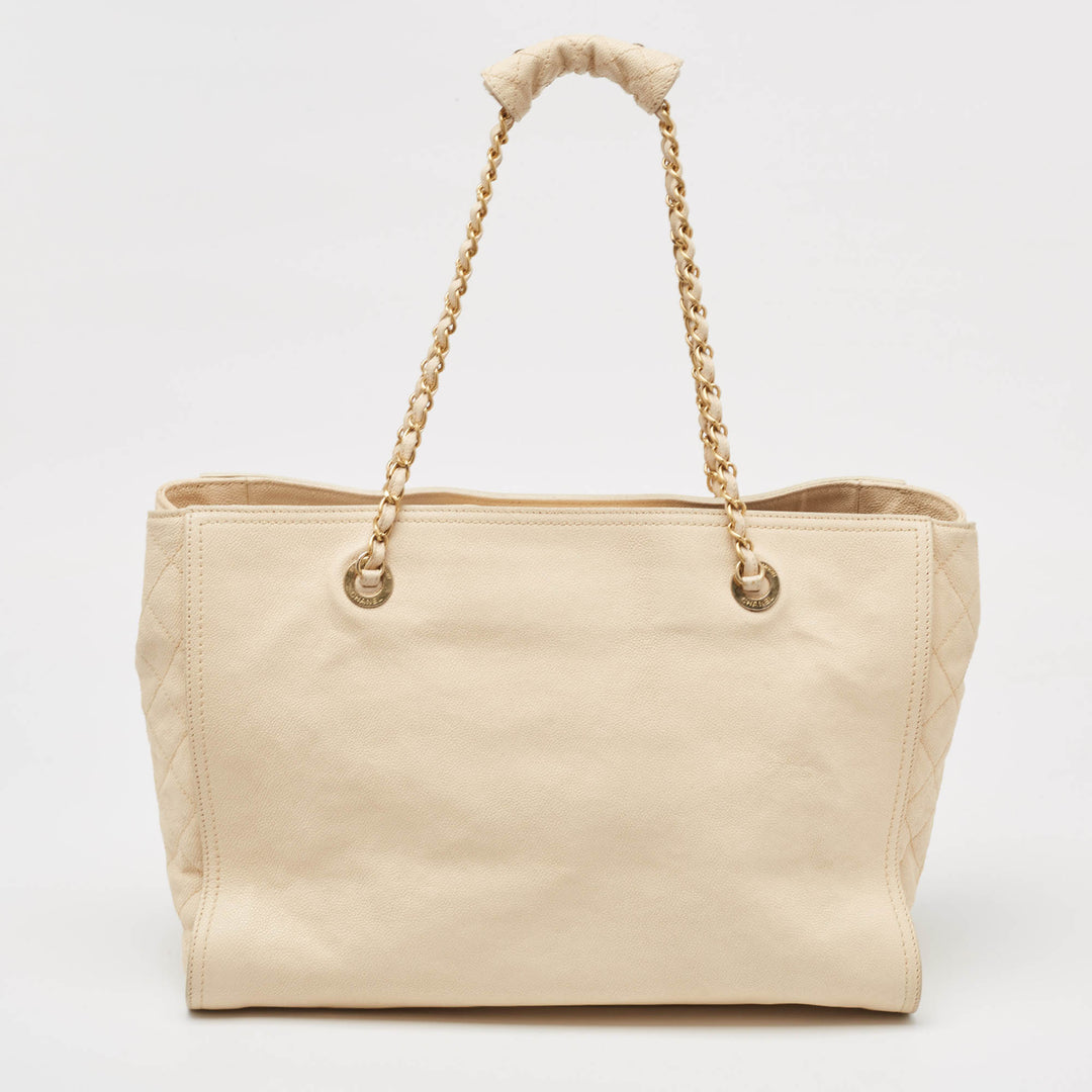 Chanel Beige Caviar Leather Reissue Large Shopper Tote