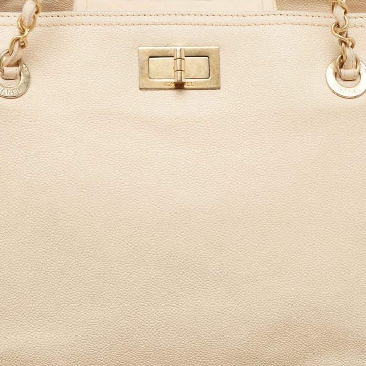 Chanel Beige Caviar Leather Reissue Large Shopper Tote