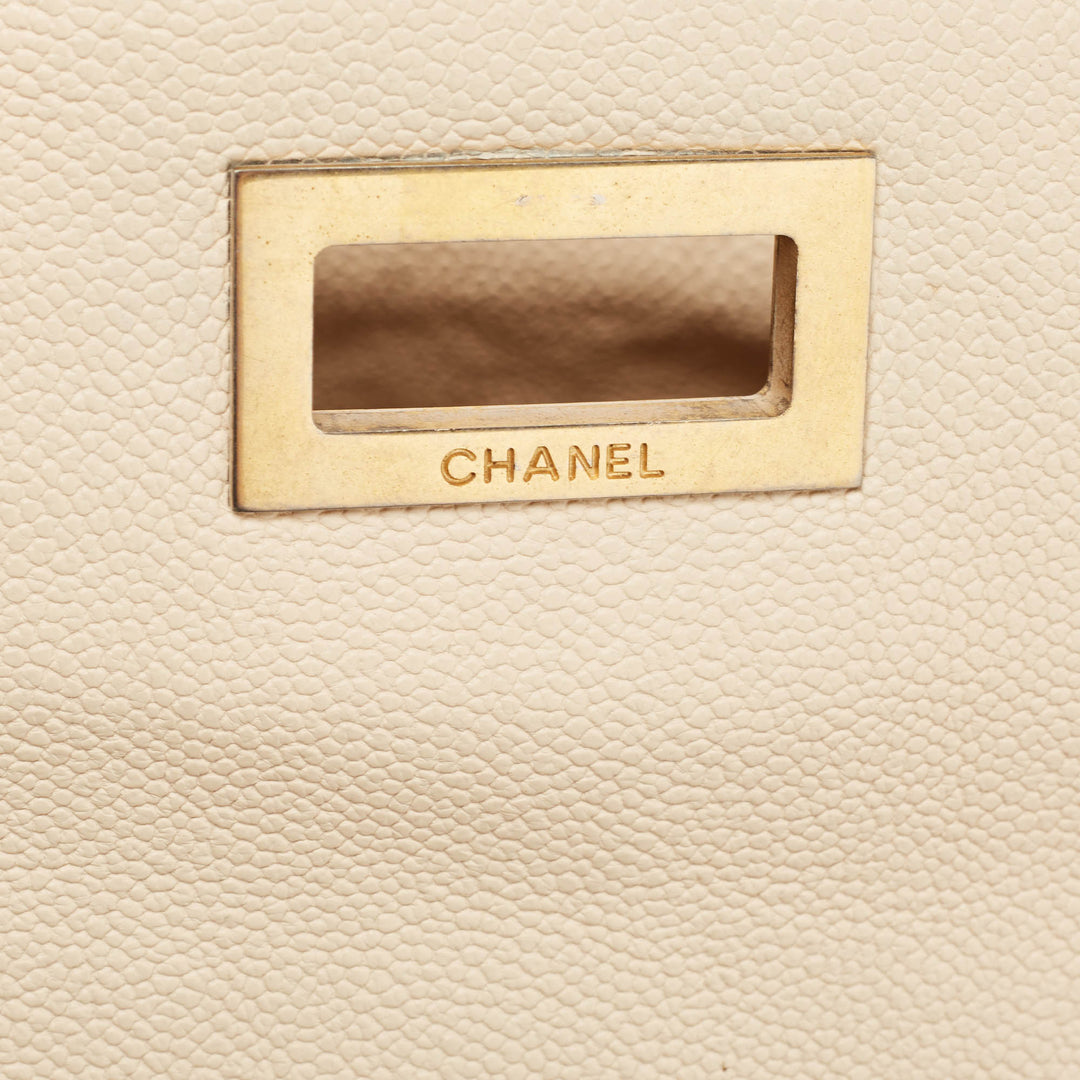 Chanel Beige Caviar Leather Reissue Large Shopper Tote