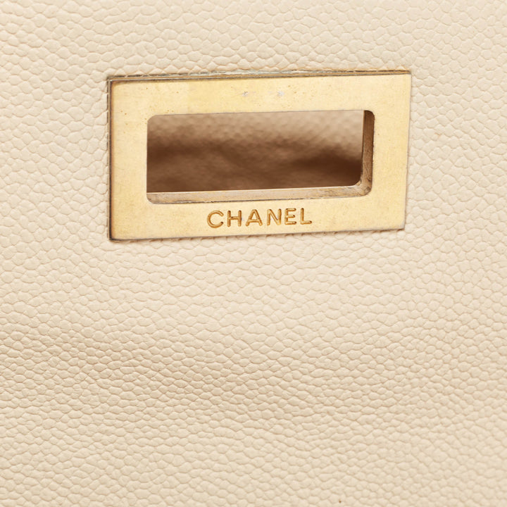 Chanel Beige Caviar Leather Reissue Large Shopper Tote