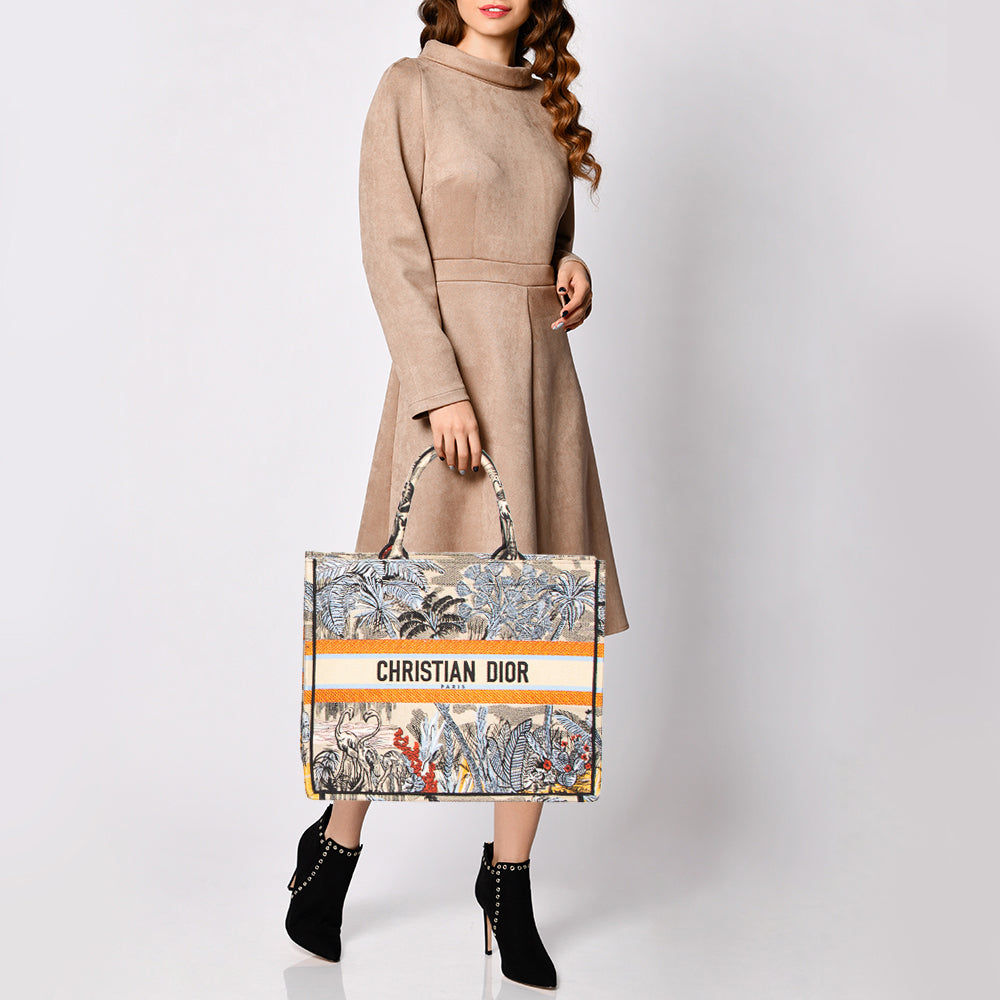 Top quality Dior Multicolor Toile De Jouy Tropicalia Embroidered Canvas Large Book Tote