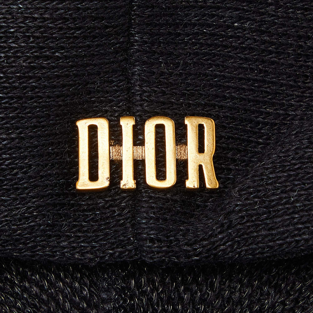 Top quality Dior Black Logo Detail Linen Beret Hat
