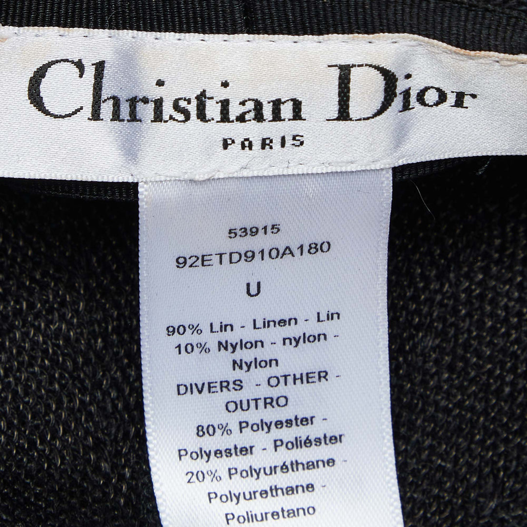 Top quality Dior Black Logo Detail Linen Beret Hat