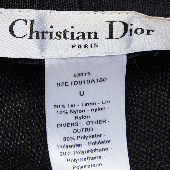 Top quality Dior Black Logo Detail Linen Beret Hat