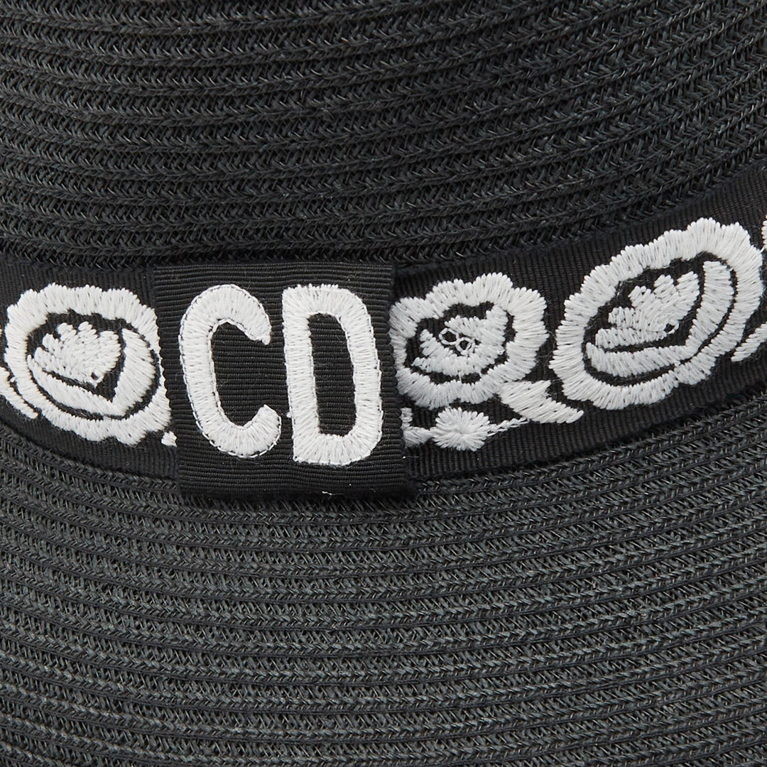 Top quality DiorChristian  Black Straw Daytime Roses Hat