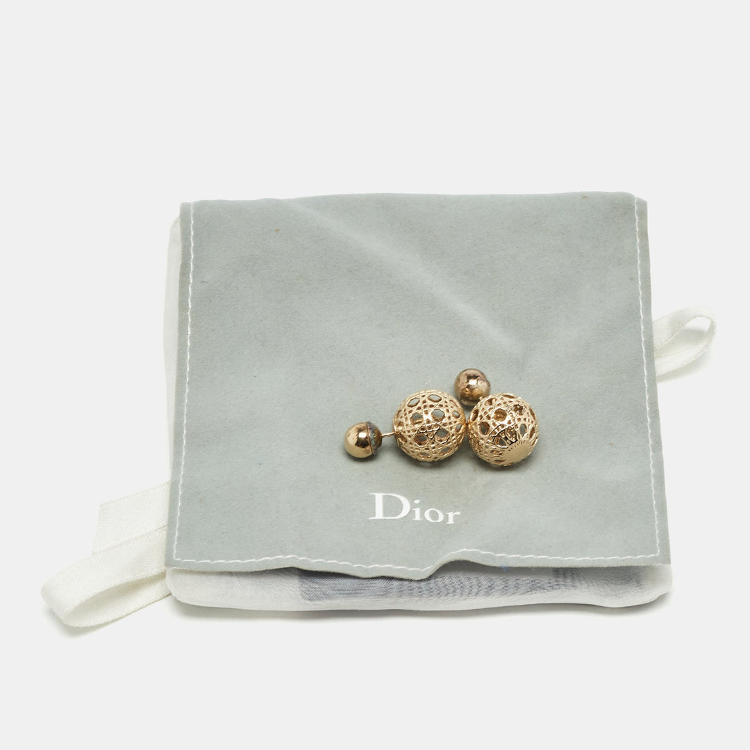 Top quality Dior Mise En  Tribales Cannage Gold Tone Stud Earrings