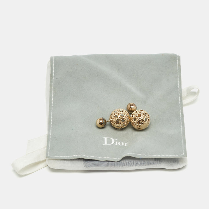 Top quality Dior Mise En  Tribales Cannage Gold Tone Stud Earrings