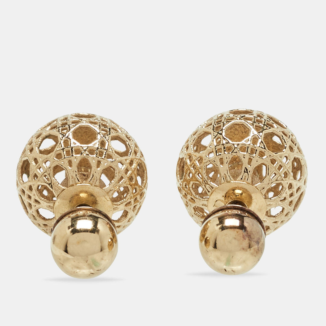 Top quality Dior Mise En  Tribales Cannage Gold Tone Stud Earrings