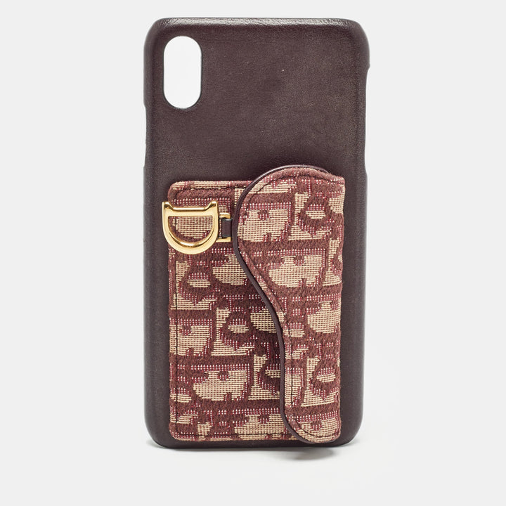 Top quality Dior Burgundy Oblique Canvas and Leather iPhone XS Max Case