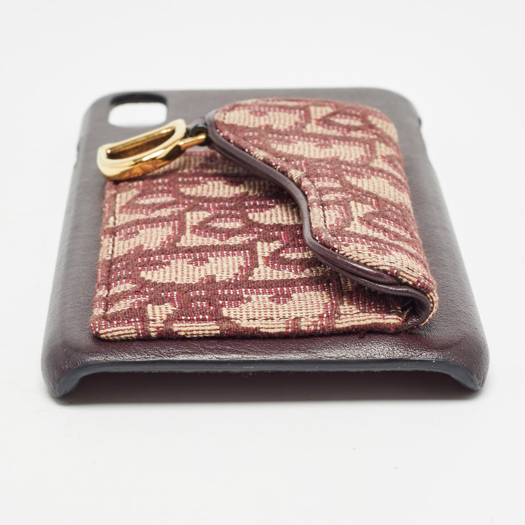 Top quality Dior Burgundy Oblique Canvas and Leather iPhone XS Max Case