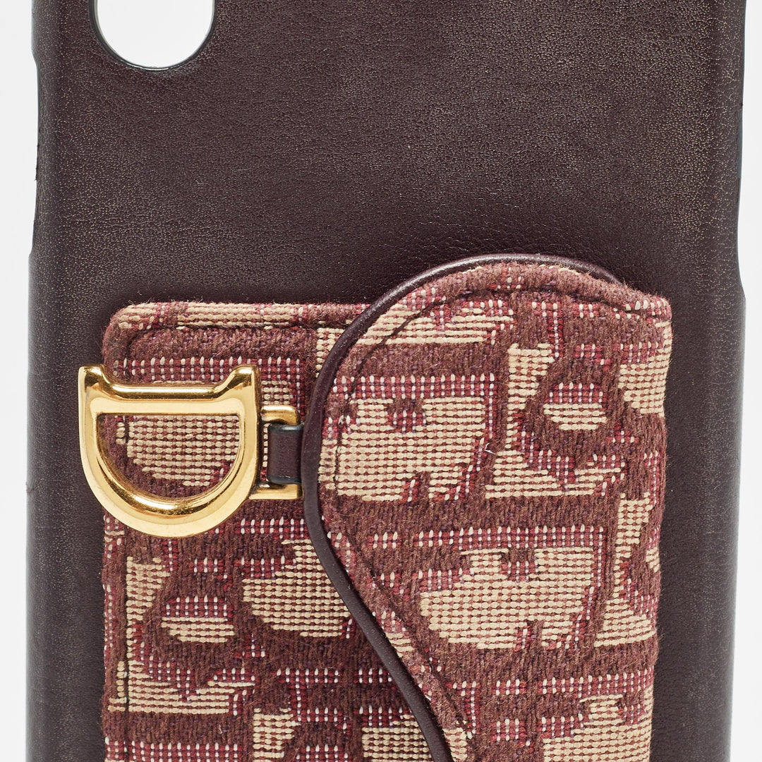 Top quality Dior Burgundy Oblique Canvas and Leather iPhone XS Max Case