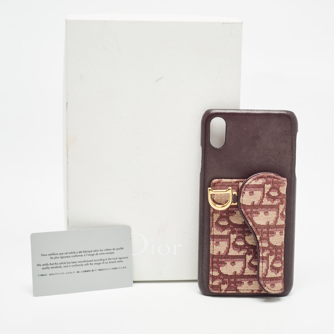 Top quality Dior Burgundy Oblique Canvas and Leather iPhone XS Max Case