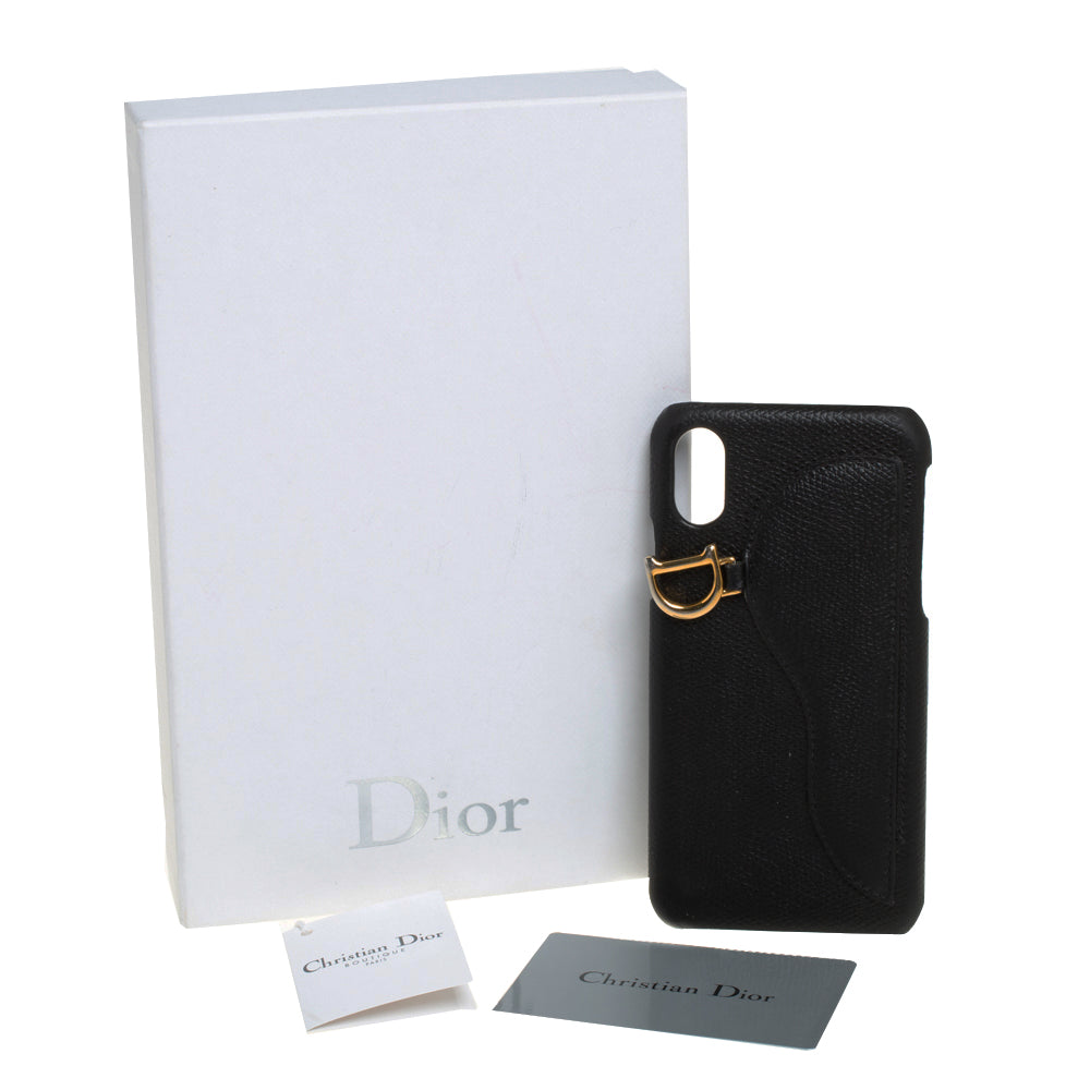Top quality Dior Black Leather Saddle iPhone X Case