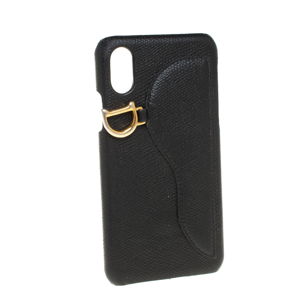 Top quality Dior Black Leather Saddle iPhone X Case