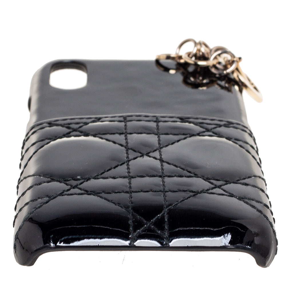 Dior Black Cannage Patent Leather Lady  iPhone X/XS Case