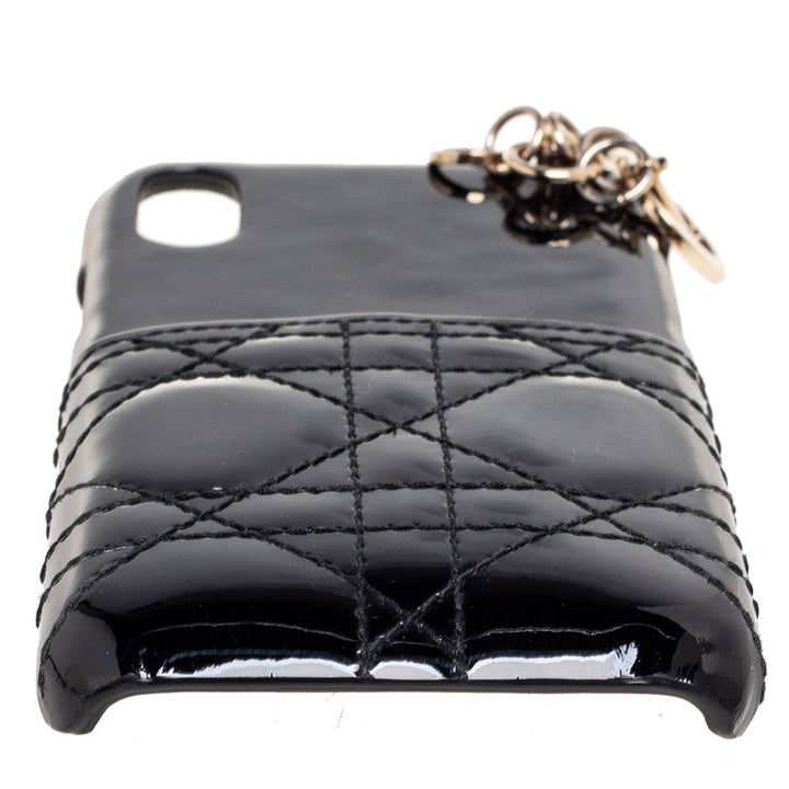Dior Black Cannage Patent Leather Lady  iPhone X/XS Case