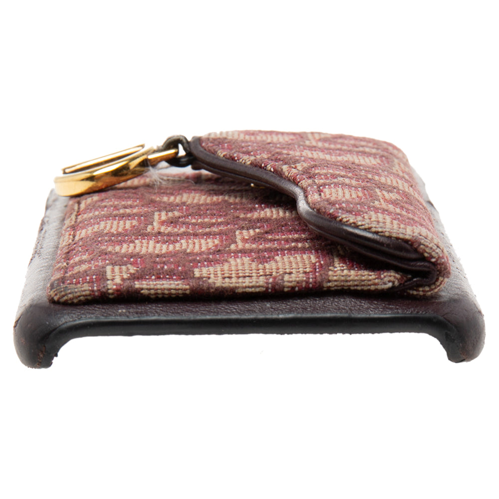 Top quality Dior Burgundy Oblique Jacquard Canvas and Leather iPhone X Case