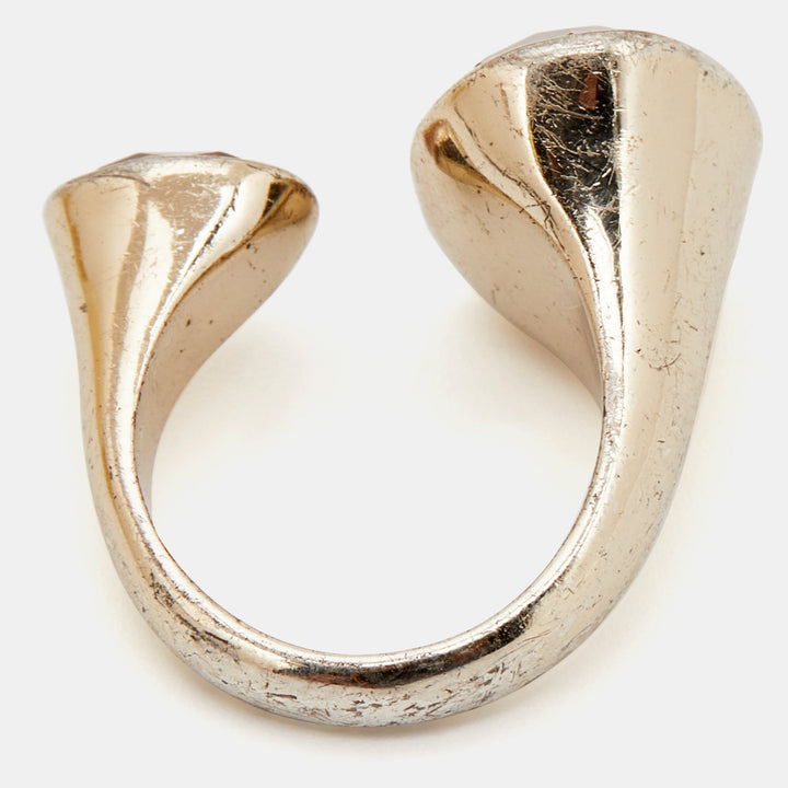 Top quality Dior Crystal Gold Tone Open Ring Size 50.5