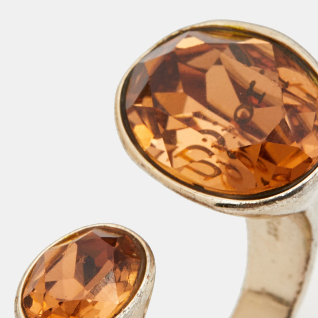Top quality Dior Crystal Gold Tone Open Ring Size 50.5