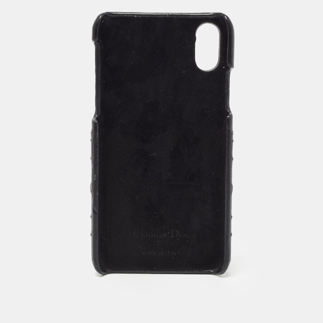 Top quality Dior Black Cannage Leather Lady  iPhone X Case