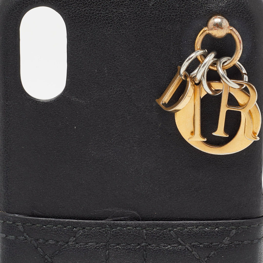 Top quality Dior Black Cannage Leather Lady  iPhone X Case