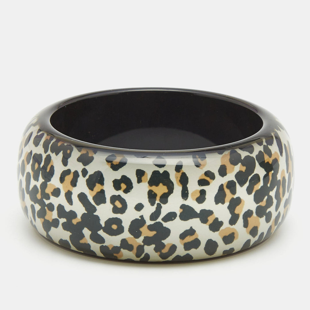 Top quality Dior Black Resin Acrylic Leopard Printed Bangle Bracelet