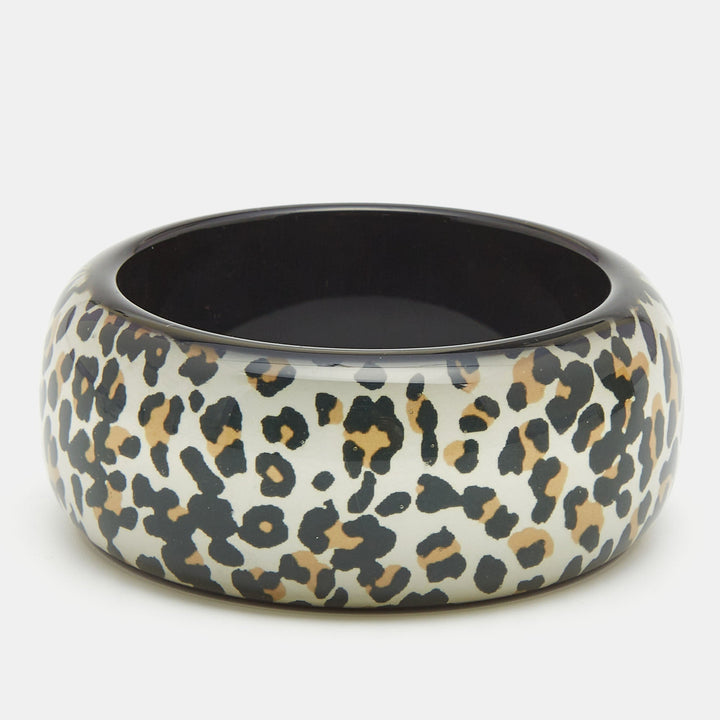 Top quality Dior Black Resin Acrylic Leopard Printed Bangle Bracelet
